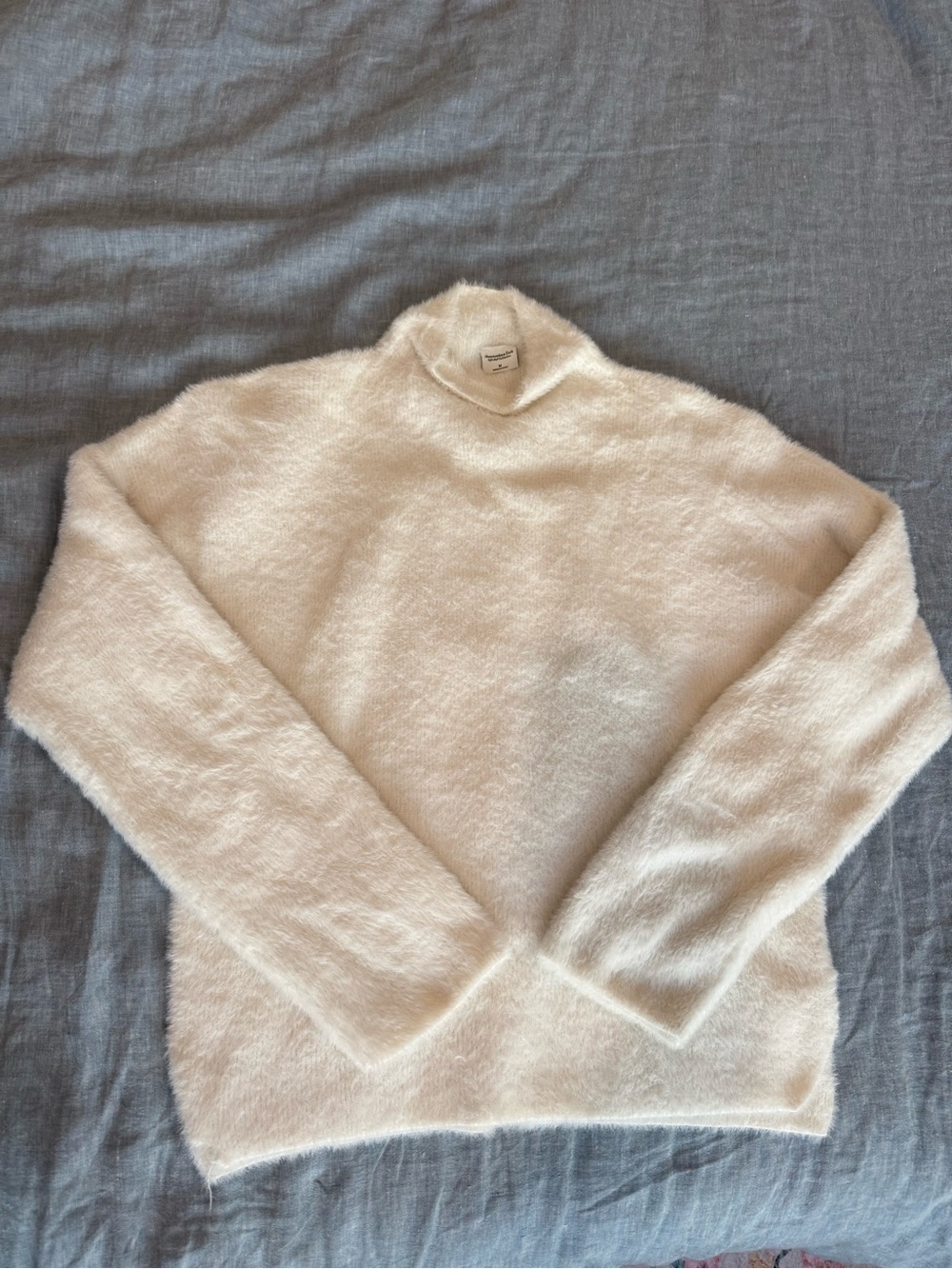 Abercrombie & Fitch Cream Fuzzy Turtleneck Sweater